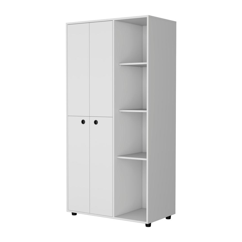 Bethel Armoire Closet with 1-Drawer, Storage Cabinets and Hanging Rods. Picture 1