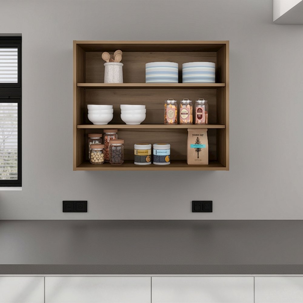 Chinle Wall Cabinet in Melamine with Open Storage. Picture 2