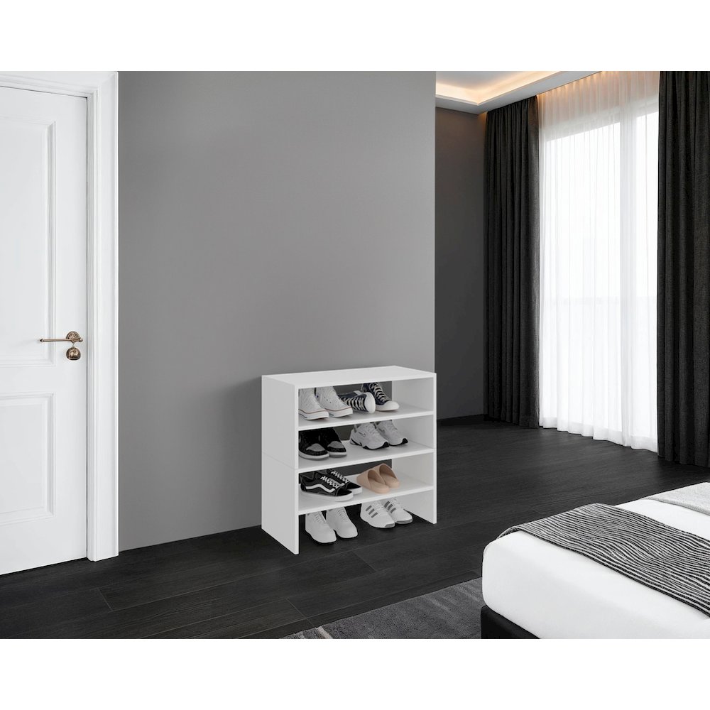 Berlin Shoe Rack with Open Shelves,  Ideal for Modern Home Spaces, White. Picture 6