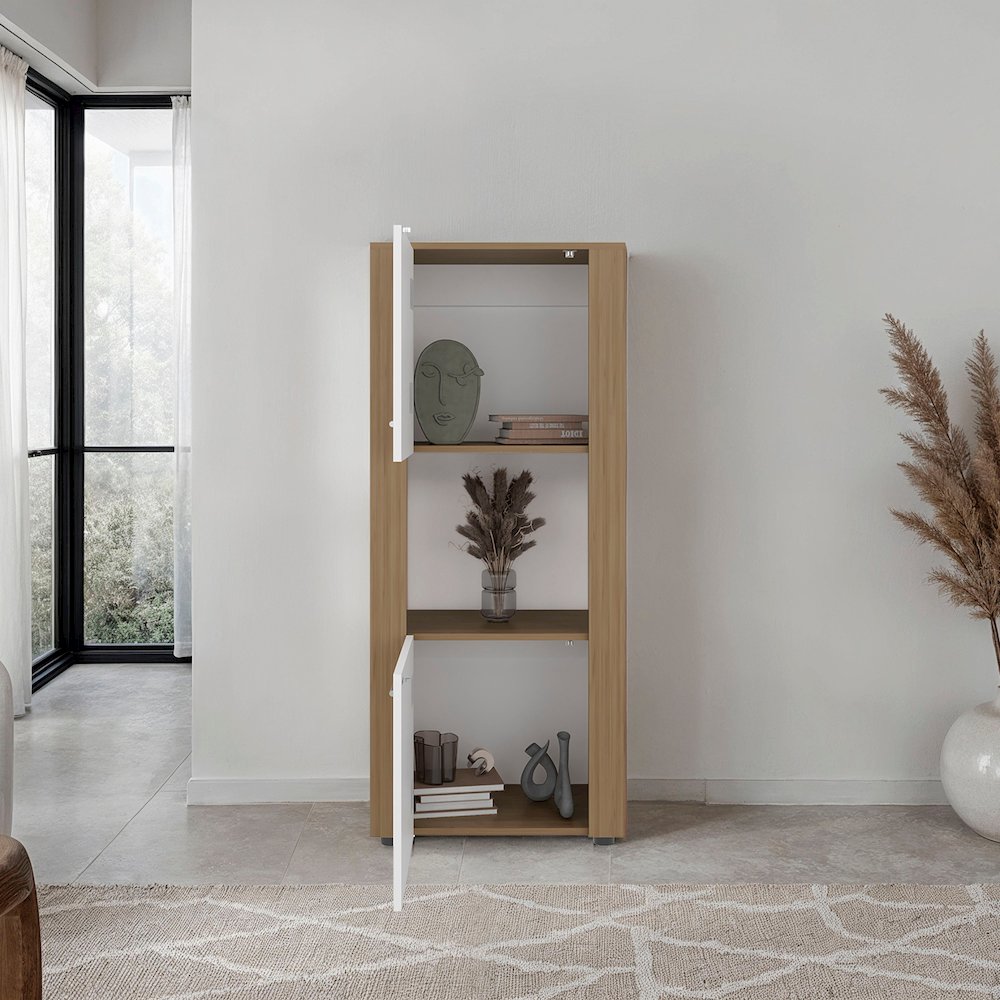 Hudson Vertical Storage Cabinet, Natural Oak. Picture 4