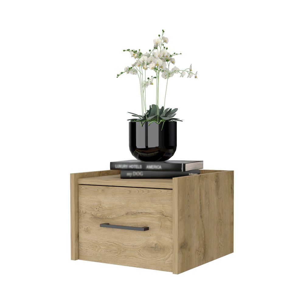 Wall-Mounted Nightstand, Sleek Single-Drawer Design with Spacious Top Shelf. Picture 2