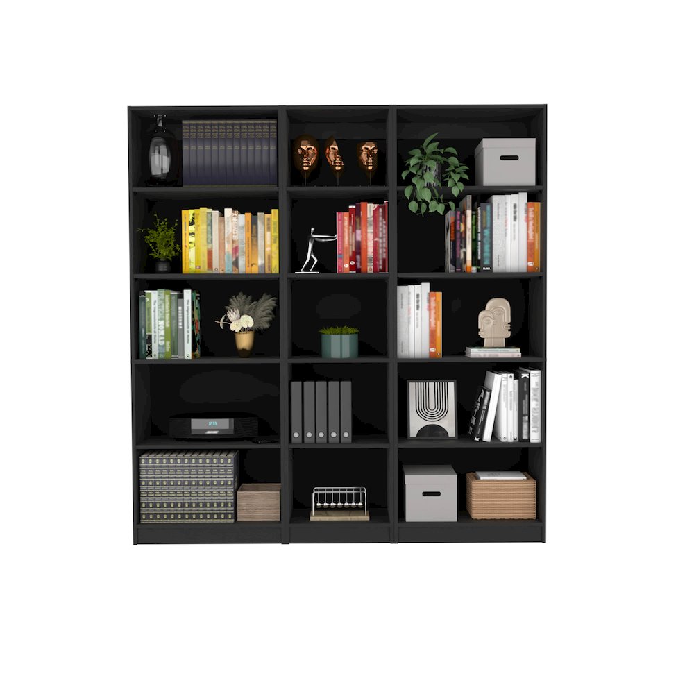 Holdbrook 3 Piece Living Room Set with 3 Bookcases, Wenge. Picture 5