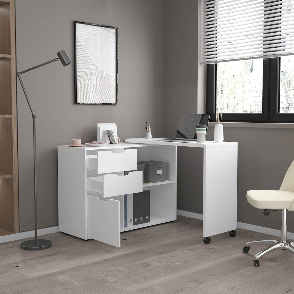 Rotating Desk with Ample Storage Space for a Modern Organized Office Environment. Picture 4