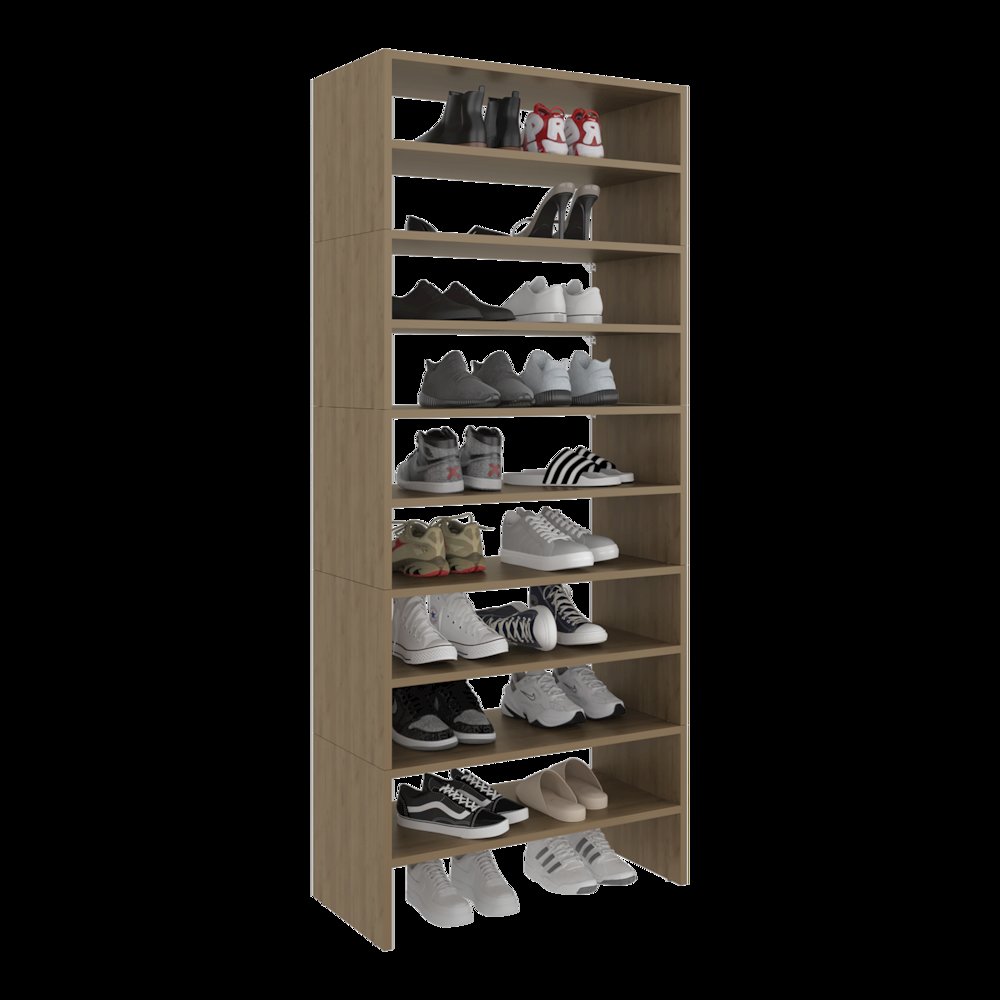 Orion Modern Shoe Rack Functional Design for Bedroom and Entryway, Natural Oak. Picture 4