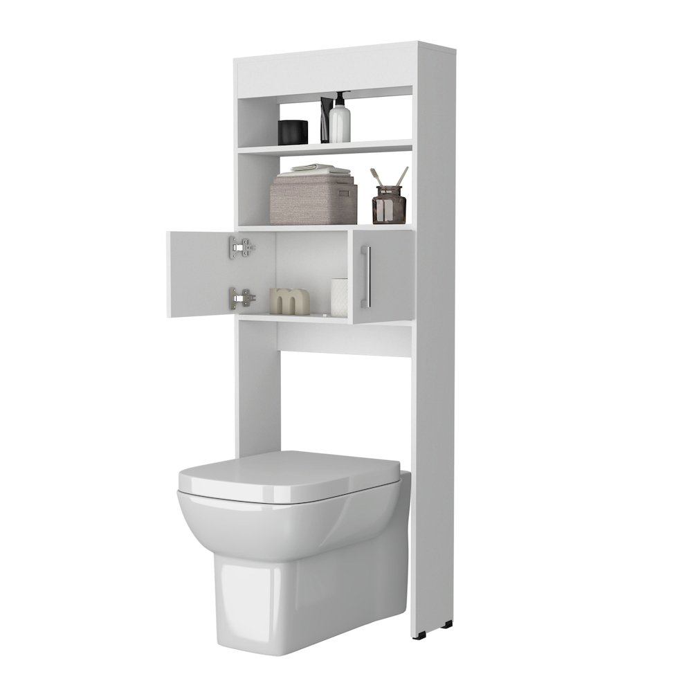Bisbee 2-Door Over-the-Toilet Bathroom Storage Cabinet Shelf, White. Picture 2