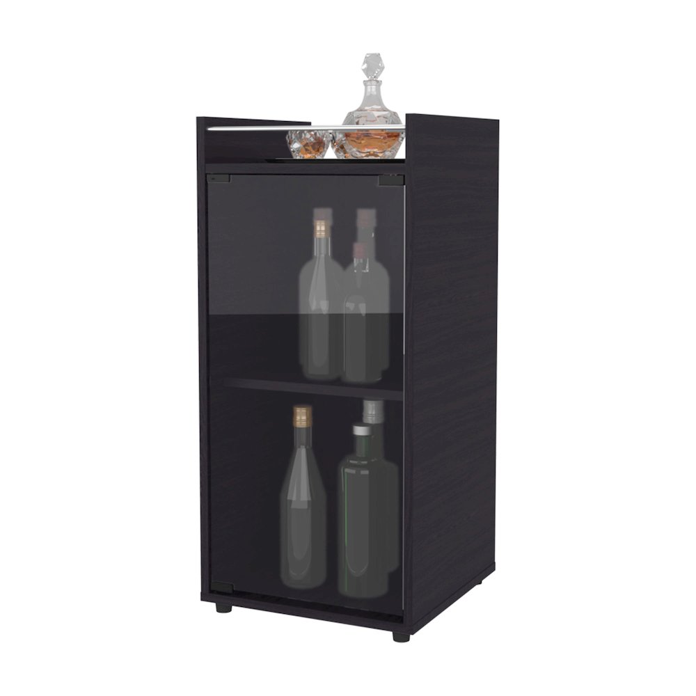 Glass Door Bar Cabinet with Shelves, Wenge. Picture 8