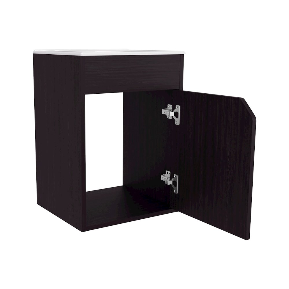 Nelson Bathroom Floating Vanity with a Door, Wengue. Picture 6