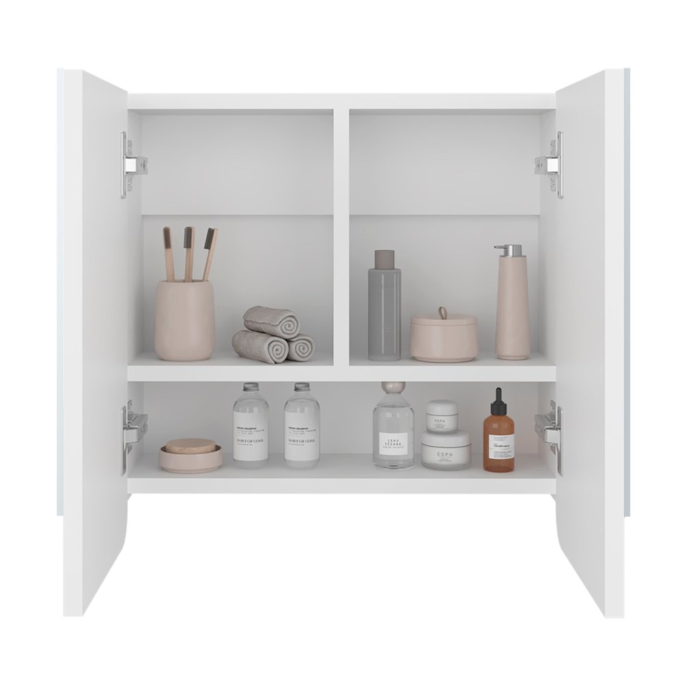 Medicine Cabinet, two swing doors, three spacious shelves, White. Picture 2