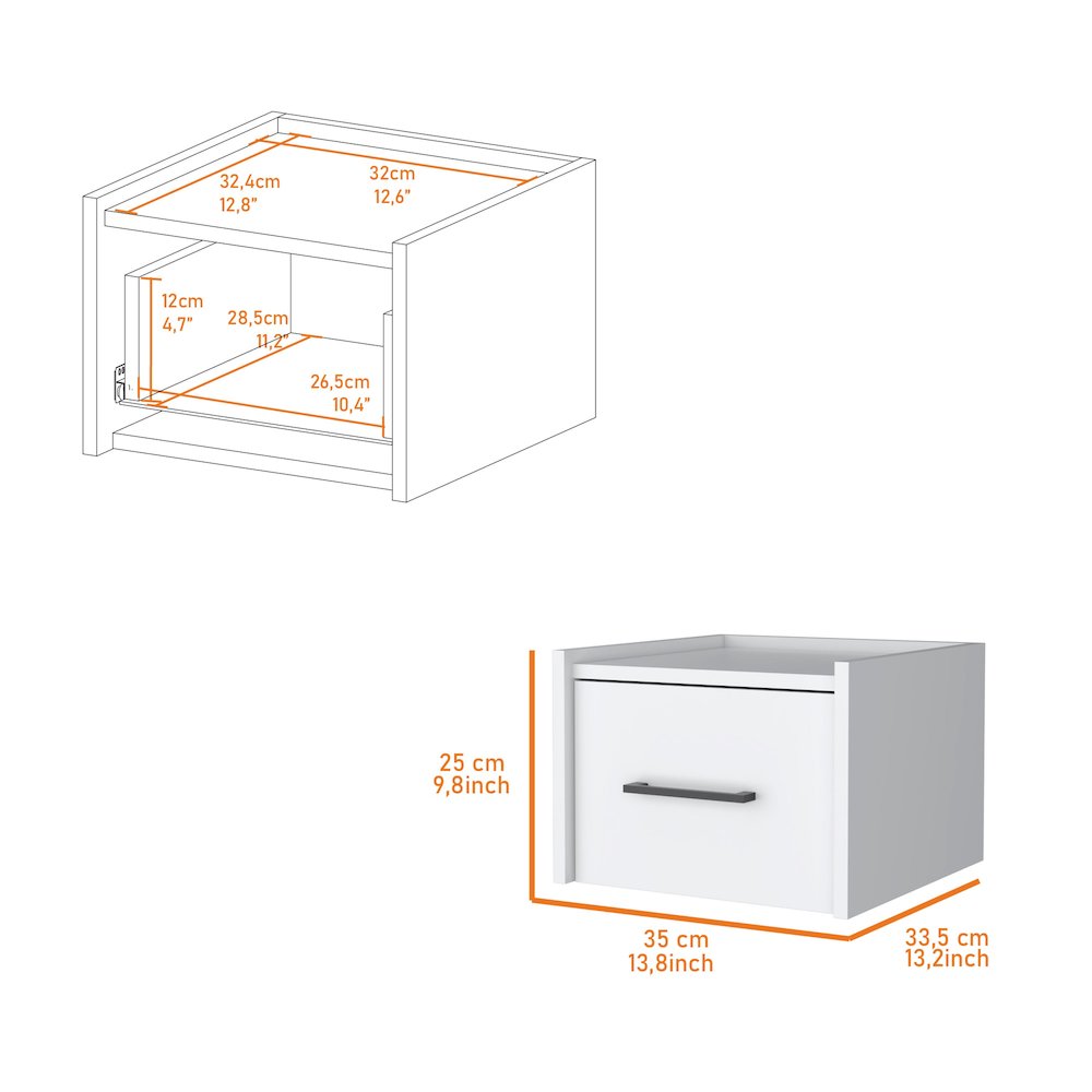 Wall-Mounted Nightstand, Sleek Single-Drawer Design with Spacious Top Shelf. Picture 4
