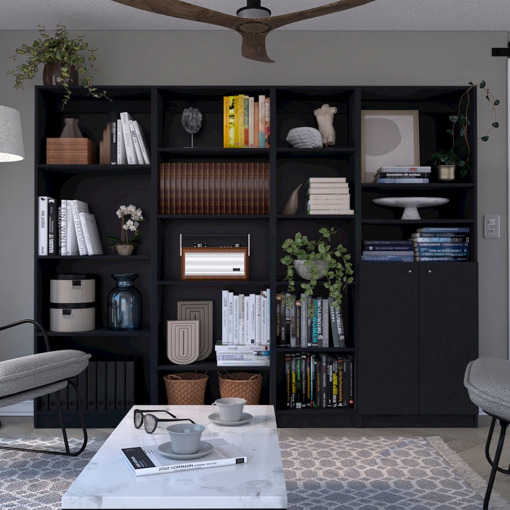 Misani 4 Piece Living Room Set with 4 Bookcases, Wenge. Picture 8