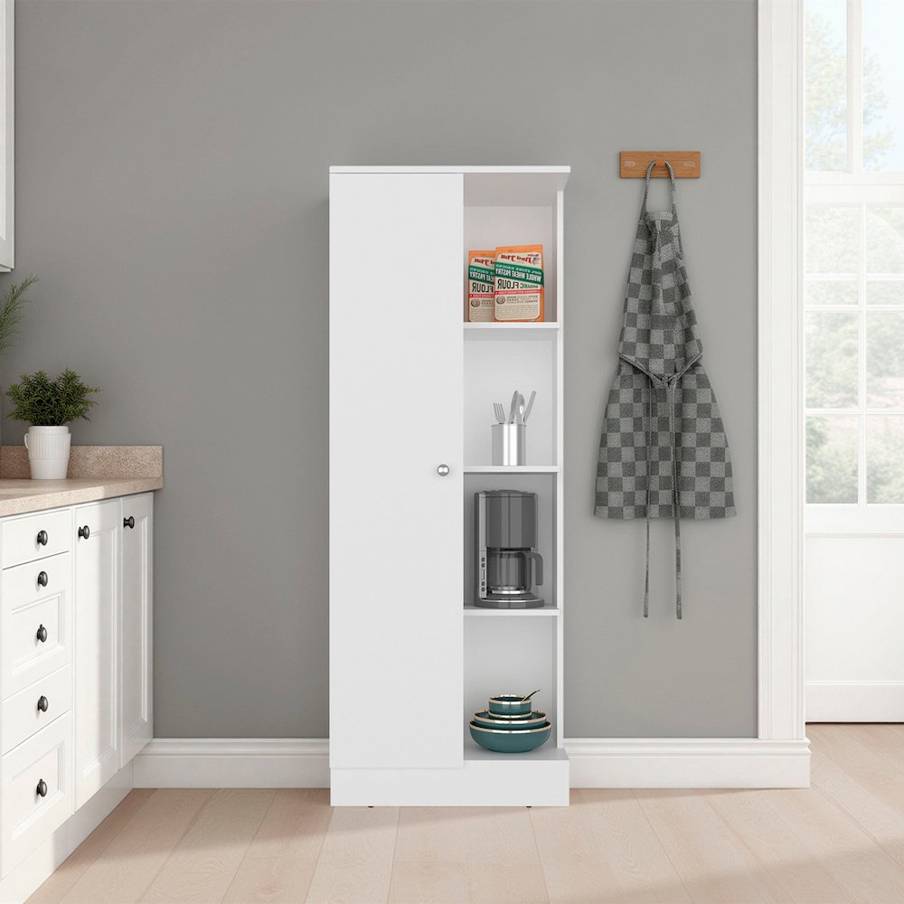 Rels Kitchen Storage Cabinet with 3 Shelves and 2 Closed Compartments, White. Picture 2