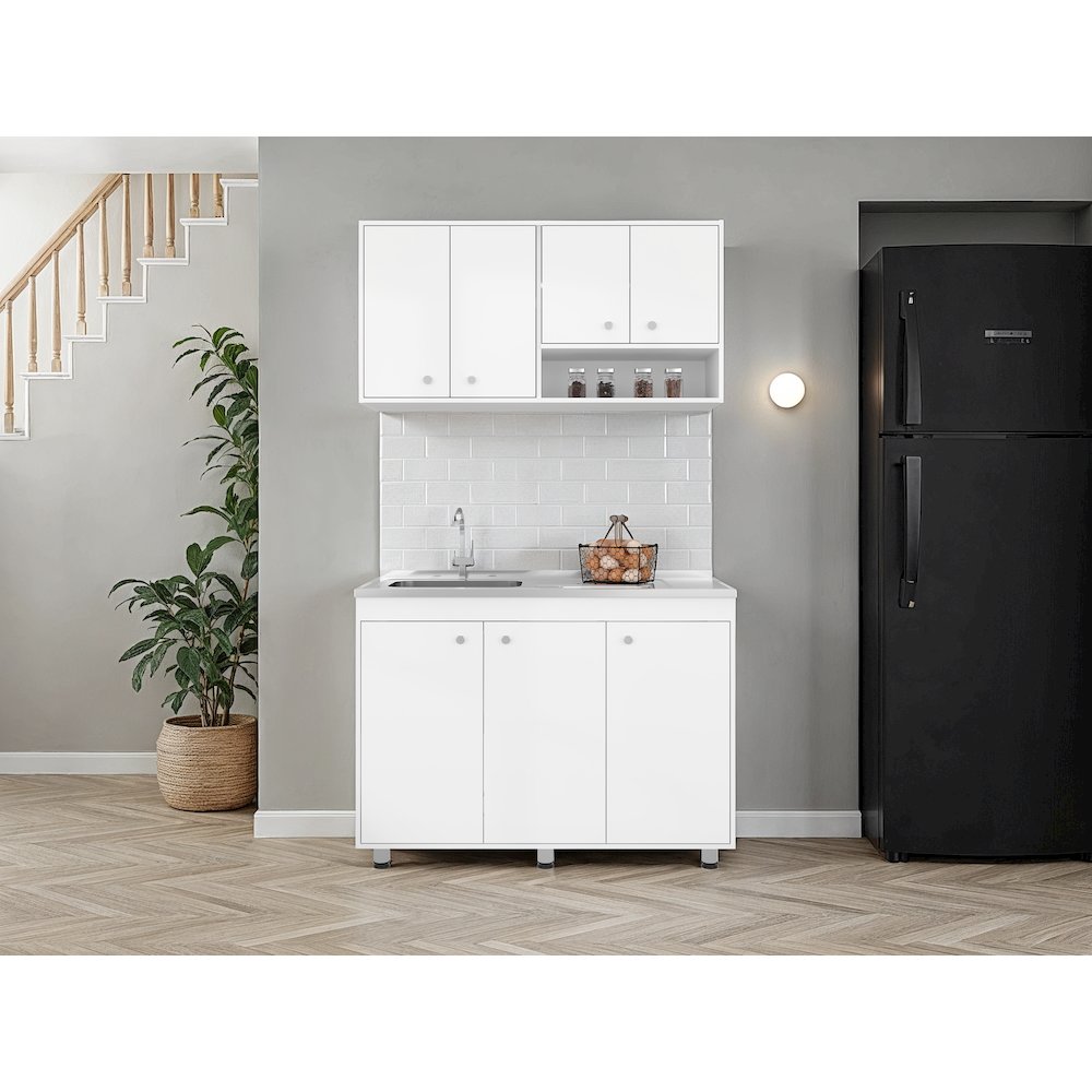 NAPOLEON Kitchen Furniture Set with Dishwasher and Upper Storage, White. Picture 2