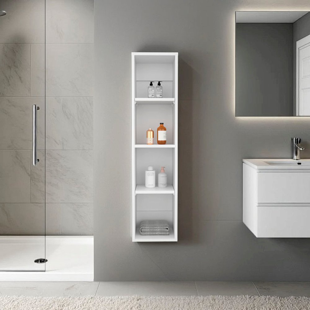 Kora Wall-Mounted Bathroom Cabinet with Open Shelves and Slim Vertical Design. Picture 1