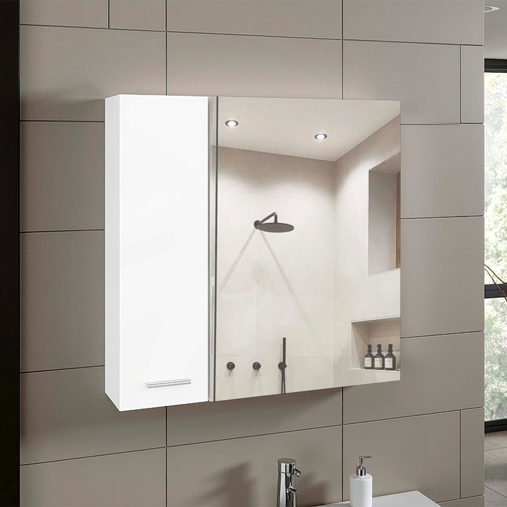 Kenya Medicine Cabinet, Mirror, Double Door, Four Interior Shelves, White. Picture 2