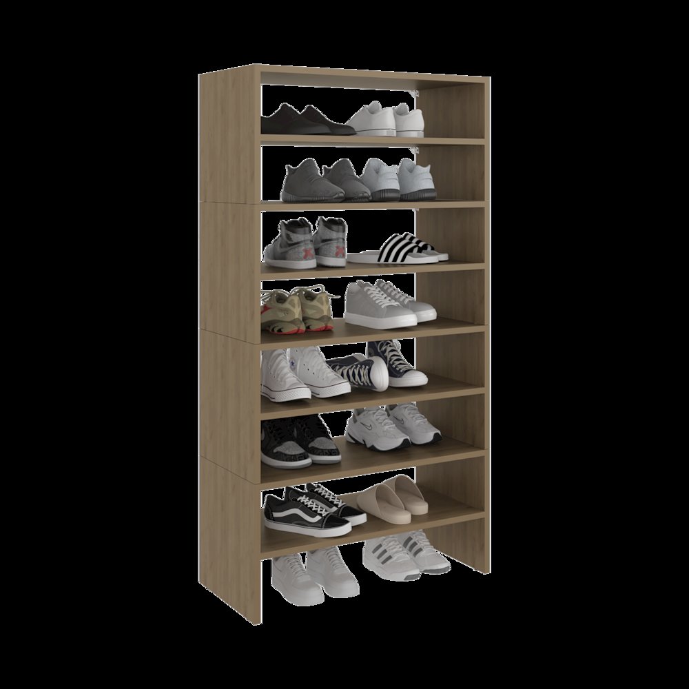 Orion Modern Shoe Rack Functional Design for Bedroom and Entryway, Natural Oak. Picture 4