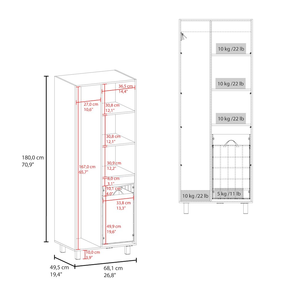 Modern Storage Cabinet with 2 Doors, 1 Drawer, and Metal Legs, White. Picture 2