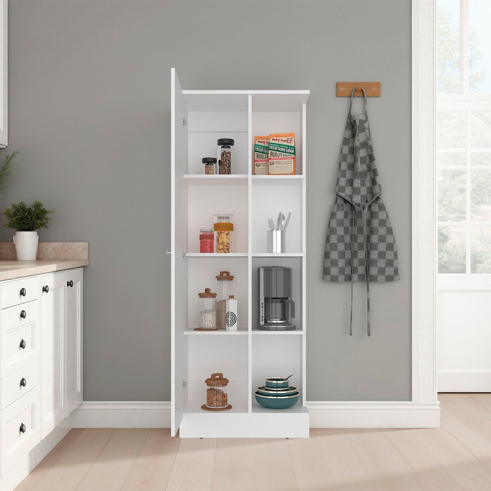 Rels Kitchen Storage Cabinet with 3 Shelves and 2 Closed Compartments, White. Picture 4