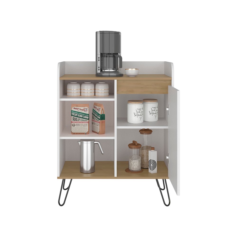 Dallas Modern Coffee Station Cabinet with Shelves and Door for Kitchen Storage. Picture 5