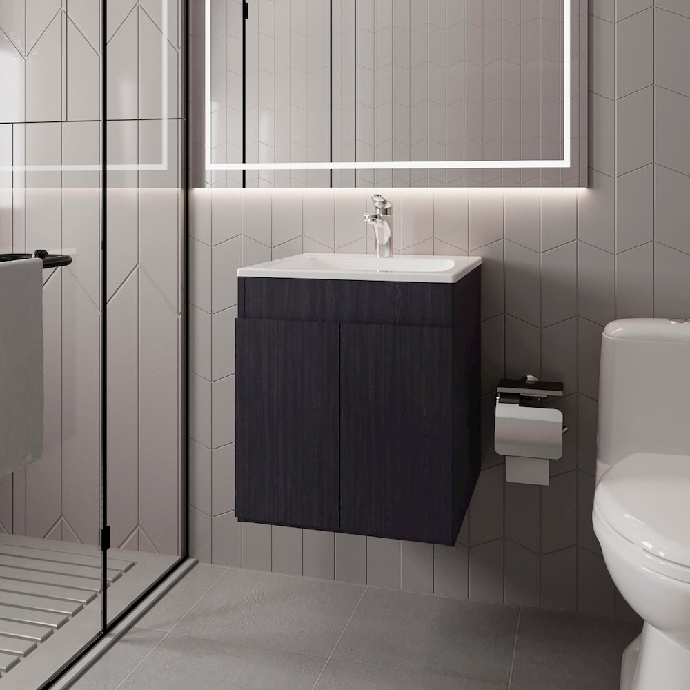 Shoshoni Bathroom Vanity with two Doors, Wengue. Picture 4
