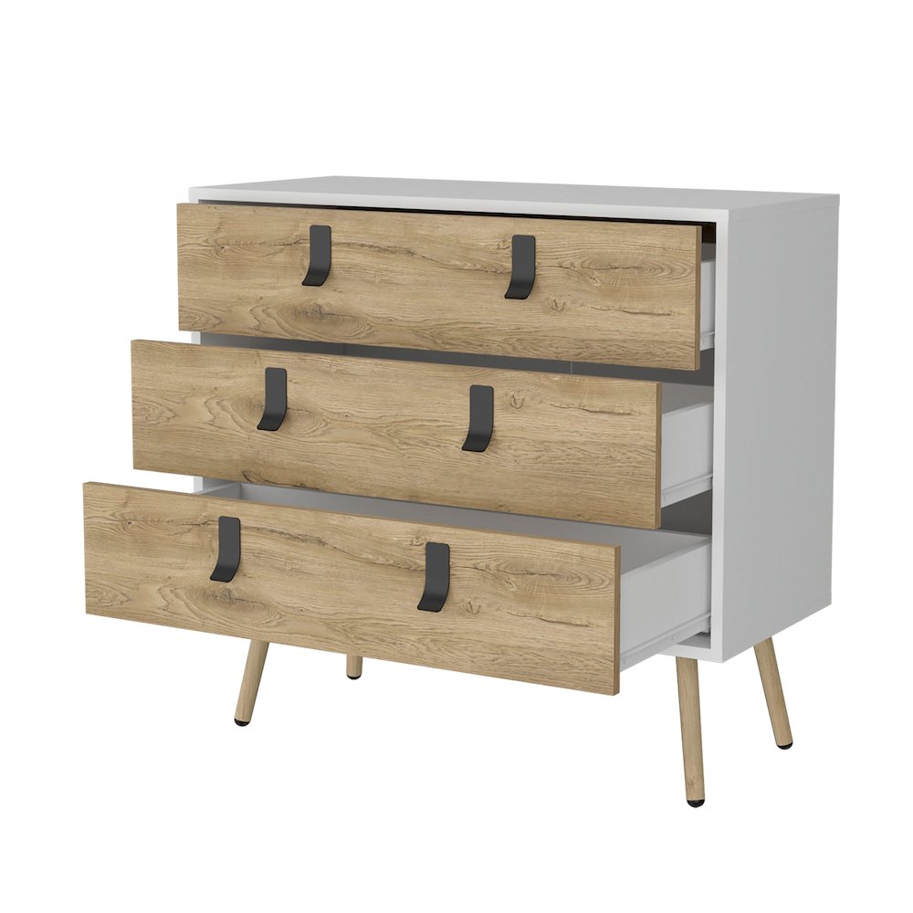 Kimball 3-drawer Dresser, Modern Chic Storage with Wooden Legs. Picture 3