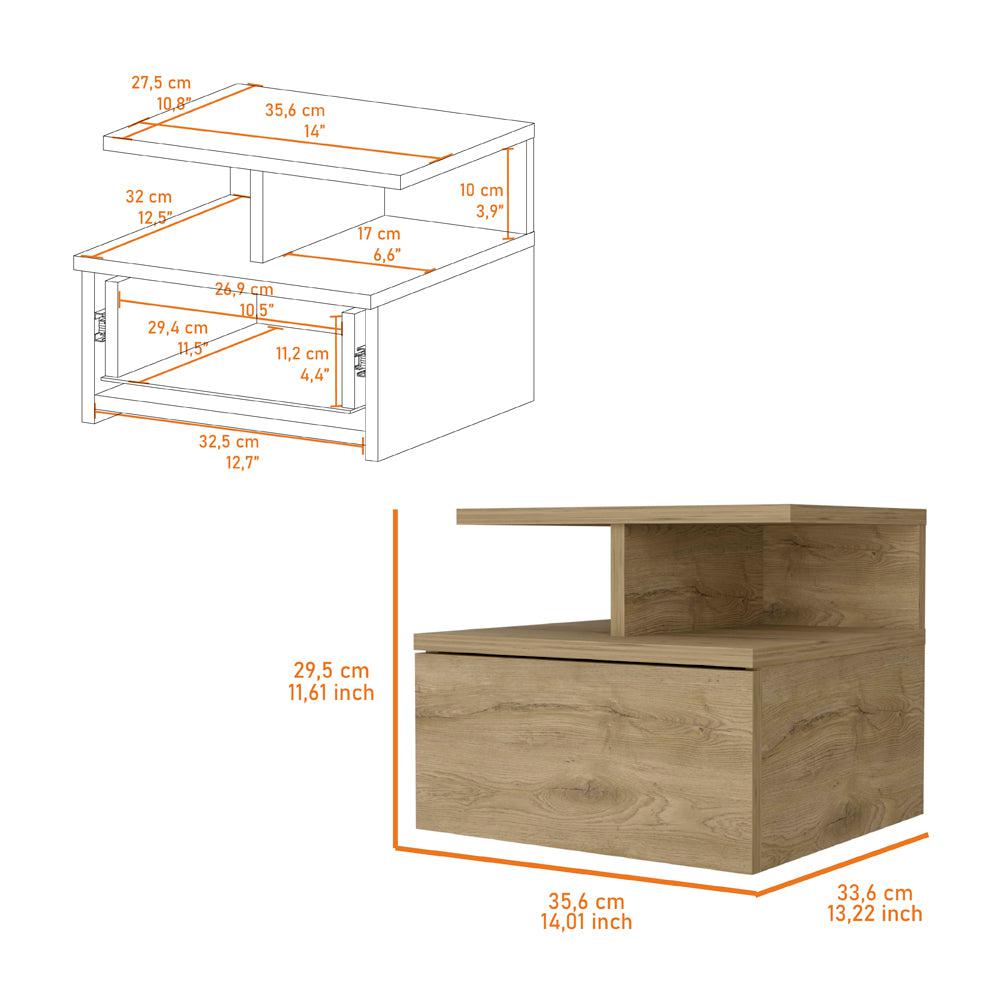 Augusta Floating Nightstand with 2-Tier Shelf and 1-Drawer. Picture 2
