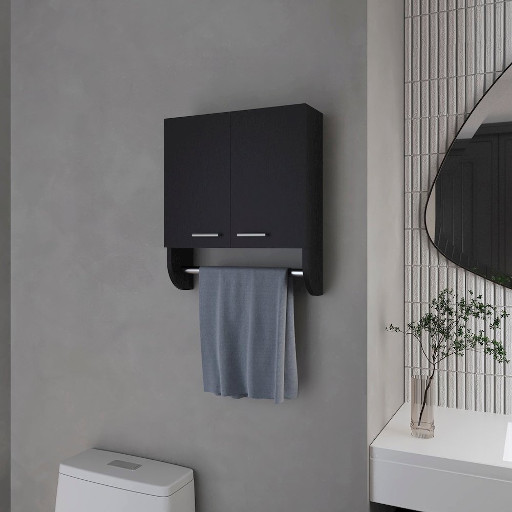 Goodyear Medicine Cabinet in Melamine With a Towel Bar, Wenge. Picture 8