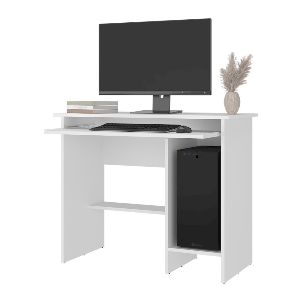 Rio Computer Desk with Open Storage, White. Picture 4
