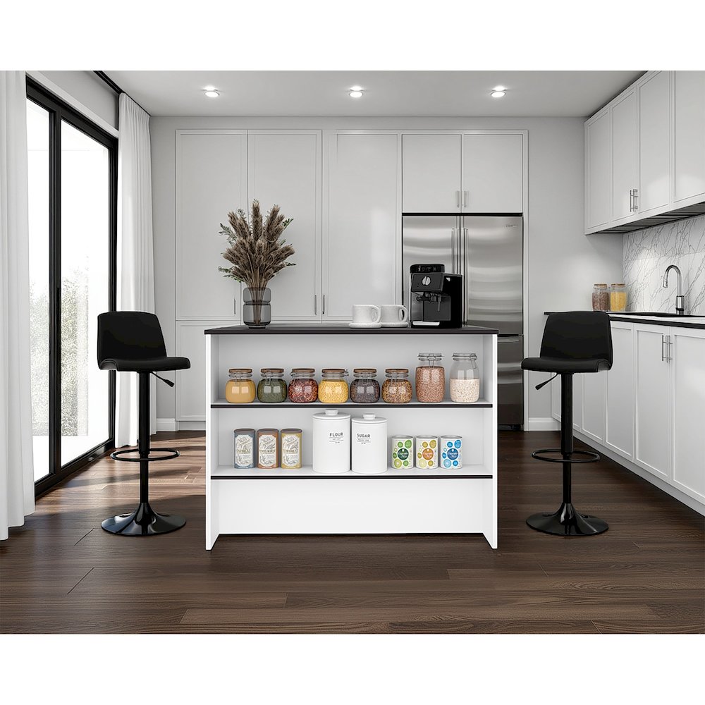 Central  kitchen island with modern design, ample storage space Wenge and white. Picture 2