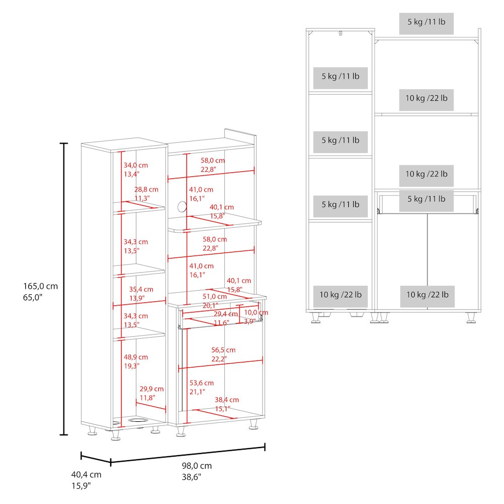 Kitchen Storage Cabinet with Microwave Shelf, Drawer, and Open Compartments. Picture 3