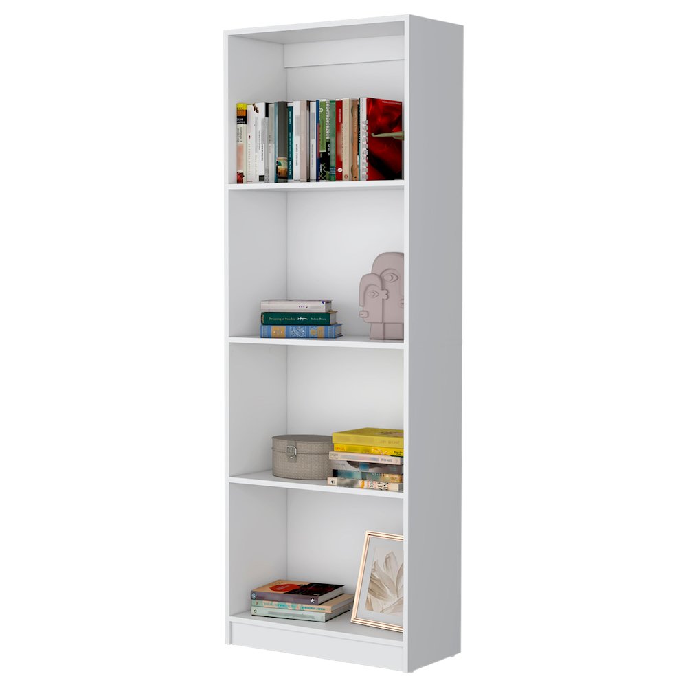 Sutton Bookcase with Tier Storage Shelves, White. Picture 5