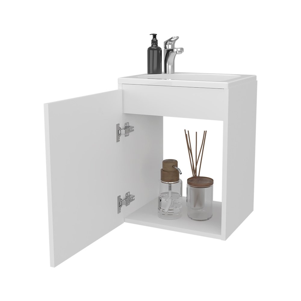 Haigleer Creek Bathroom Vanity with Integrated Sink and Faucet, White. Picture 8