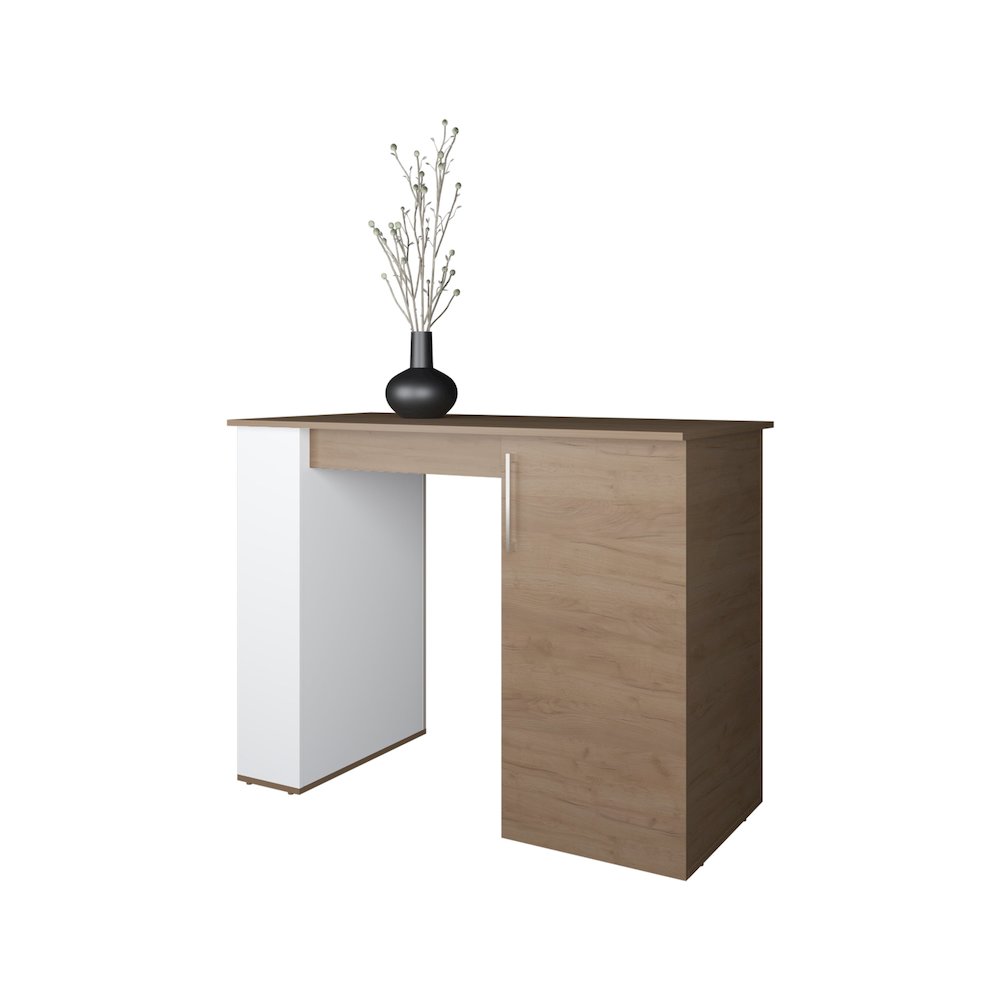 Vernon Kitchen Island with 1 Door and Open Storage, White and Natural Oak. Picture 8