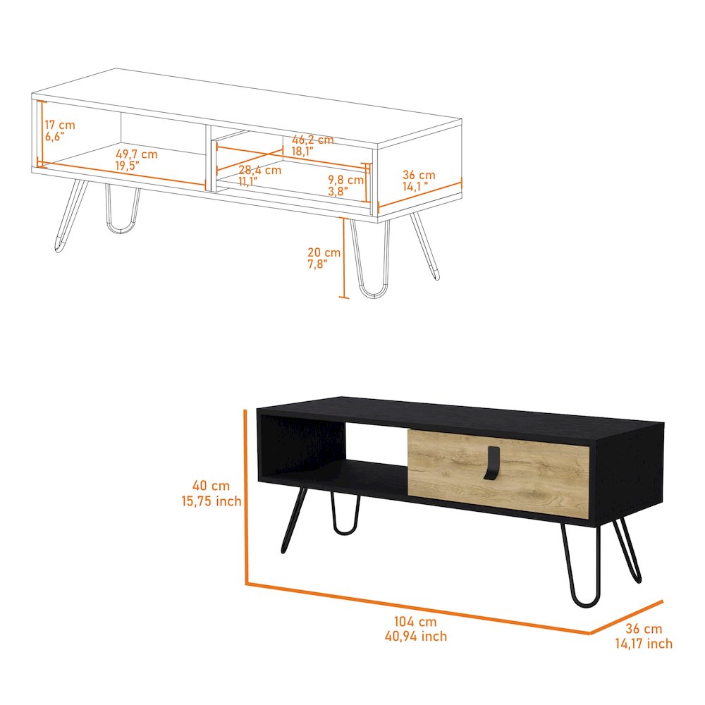 Kimball Coffee Table with Drawer and Hairpin Legs. Picture 5