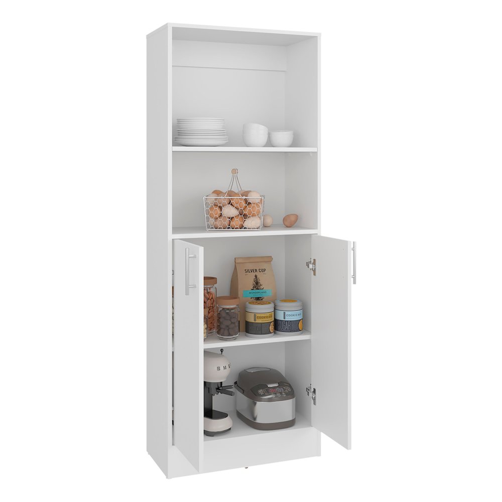 Insite Kitchen Storage Cabinet with 3 Shelves and 2 Closed Compartments, White. Picture 5