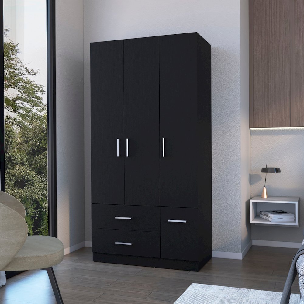 Douglas Armoire in melamine, two drawers, hanging rod and 4 doors.. Picture 4