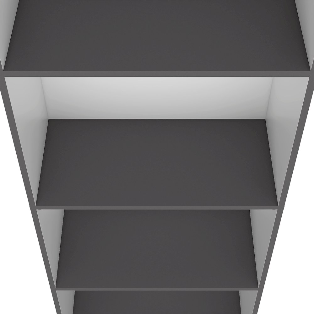 Sutton Bookcase with Tier Storage Shelves, Matt Gray / White. Picture 6
