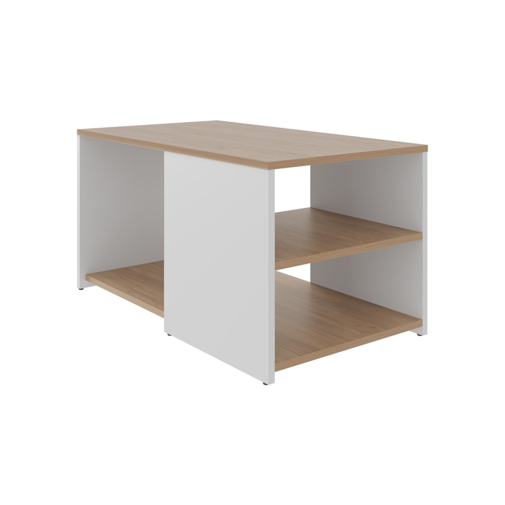 Kaibito Coffee Table with Open Storage, White+ Natural Oak. Picture 6