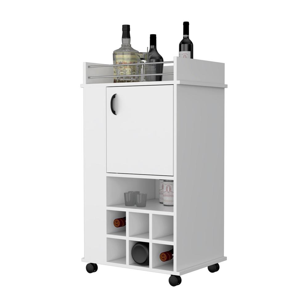 Farson Bar Cart with 2-Side Shelf, 6-Built In Wine Rack and Casters. Picture 6