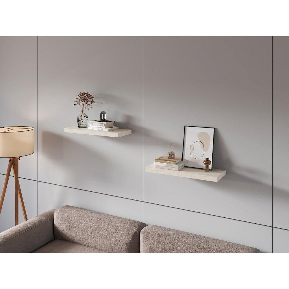 Iva Floating Shelf in Melamine x2,White Oak. Picture 6
