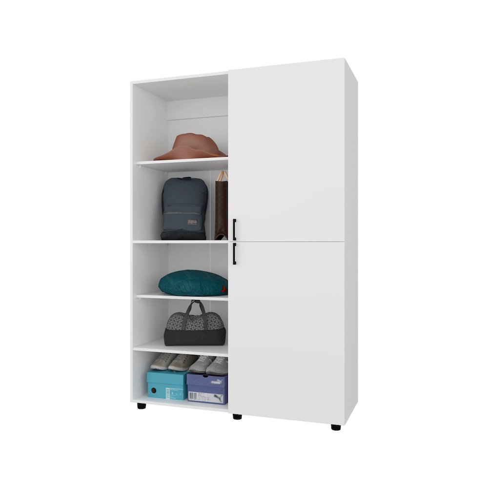 Ollie 2-Door Wardrobe with Open Storage,White. Picture 4