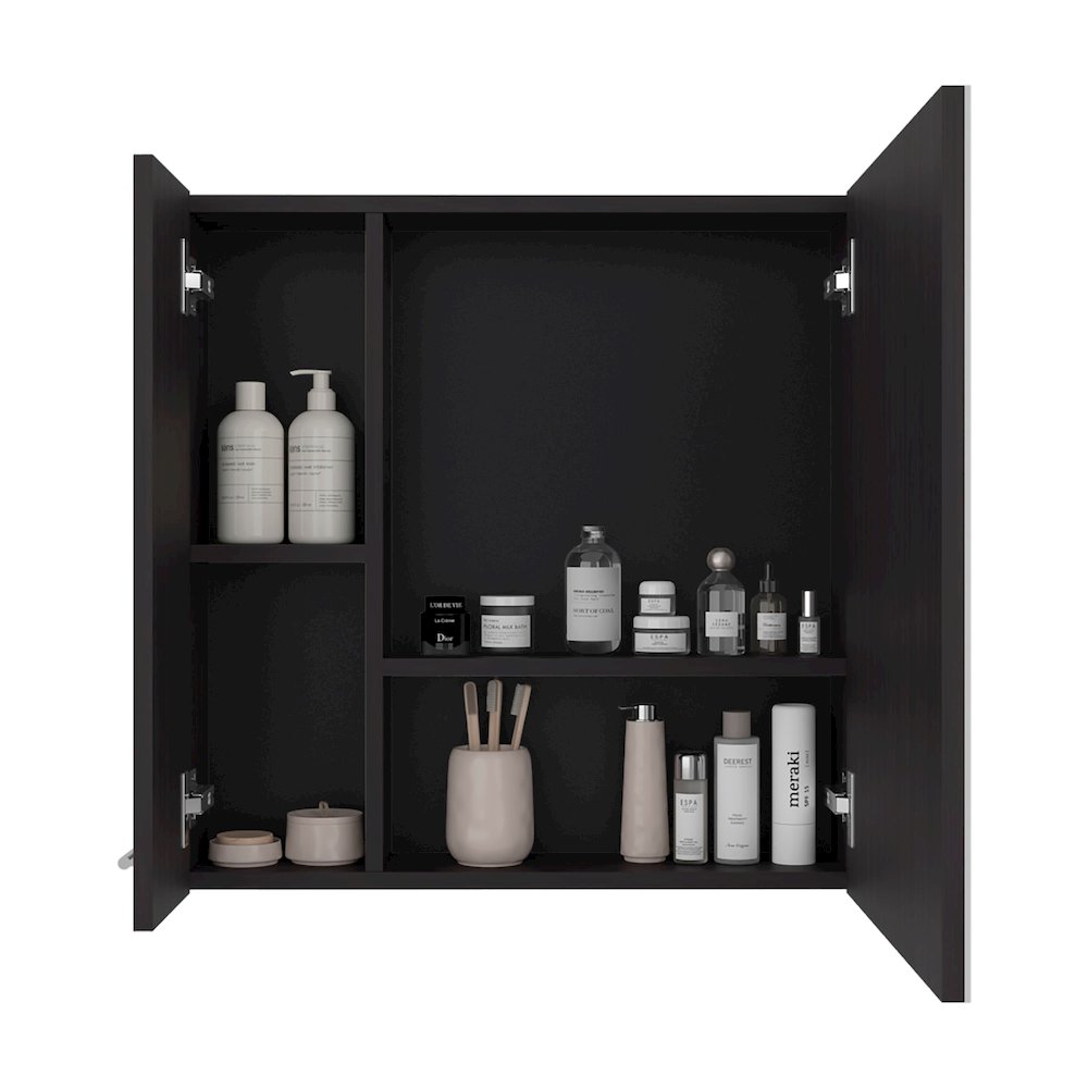 Wall Mounted Bath Organizer with Doors Shelves Modern Space Saving Storage Unit. Picture 5