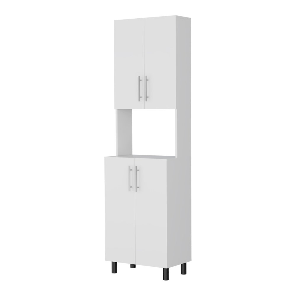 Ko Vaya Double Cabinet Kitchen Pantry with Open Storage, White. Picture 1