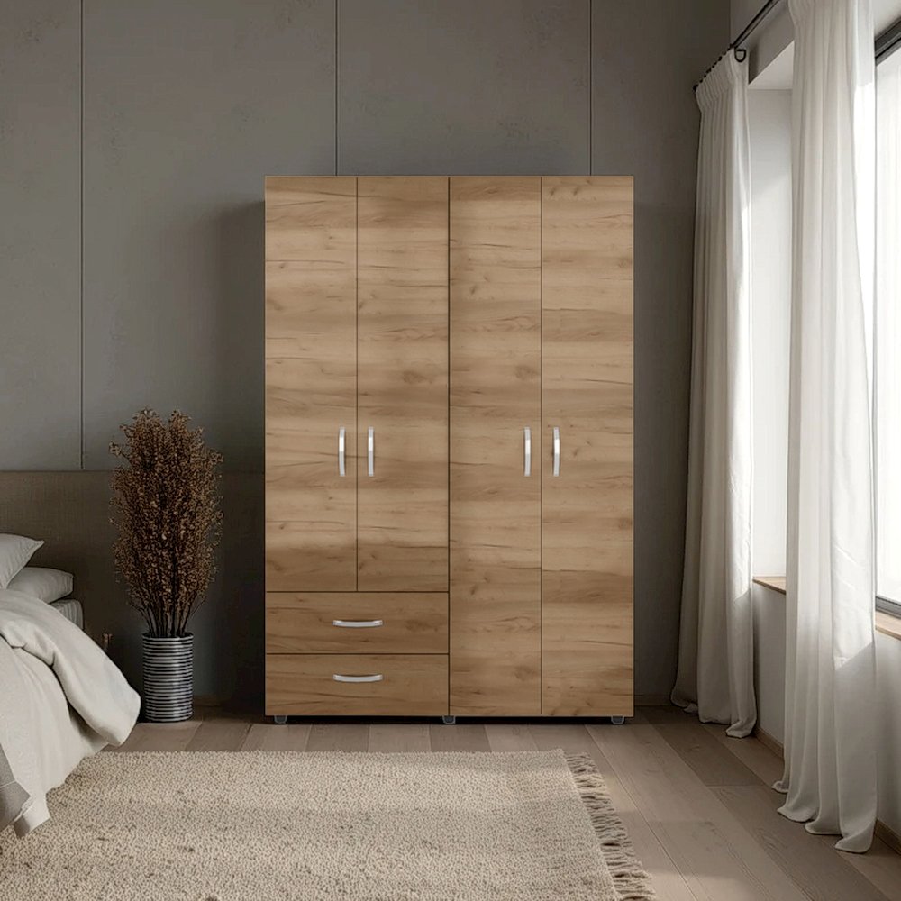 Fifty Modern 2-Door Wardrobe with Shelves and Drawers. Picture 2
