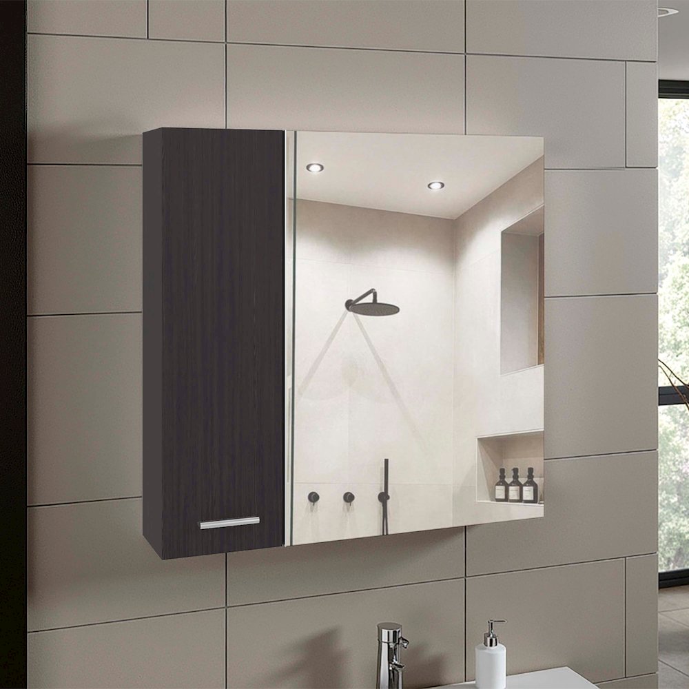 Wall Mounted Bath Organizer with Doors Shelves Modern Space Saving Storage Unit. Picture 2
