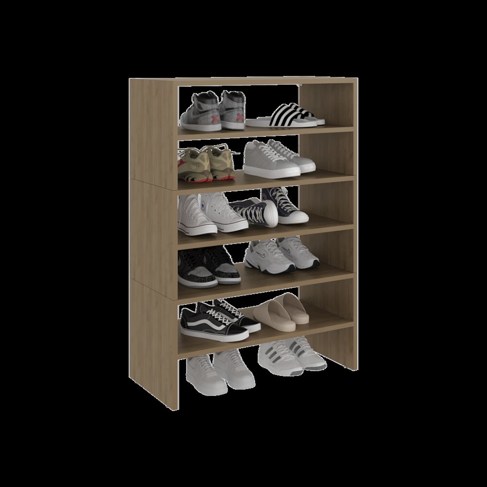 Orion Modern Shoe Rack Functional Design for Bedroom and Entryway, Natural Oak. Picture 4