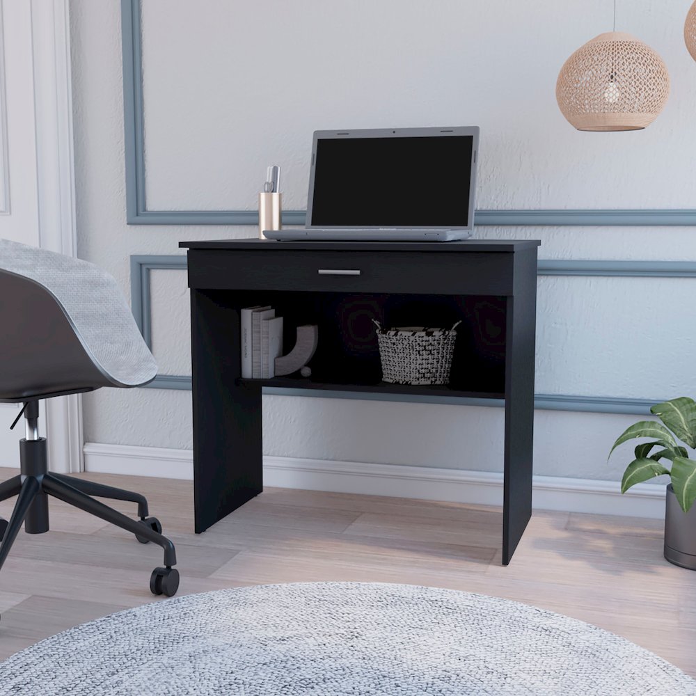 Kaylor Storage Desk, Modern Design with Drawer and Shelf. Picture 6