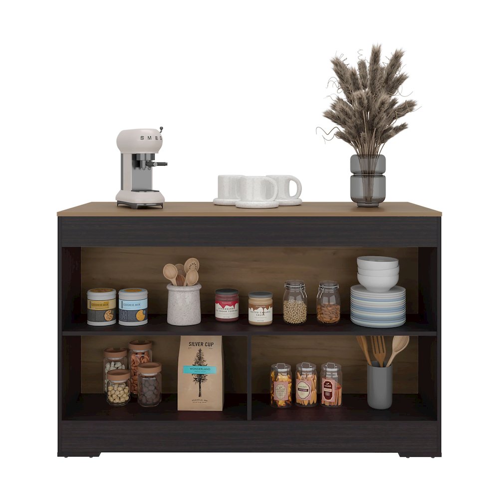 Worland,Kitchen Island with Open Storage and Multi-Purpose Shelving,Wenge. Picture 5