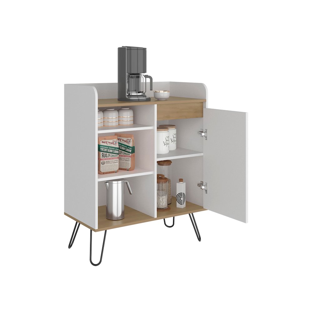 Dallas Modern Coffee Station Cabinet with Shelves and Door for Kitchen Storage. Picture 7
