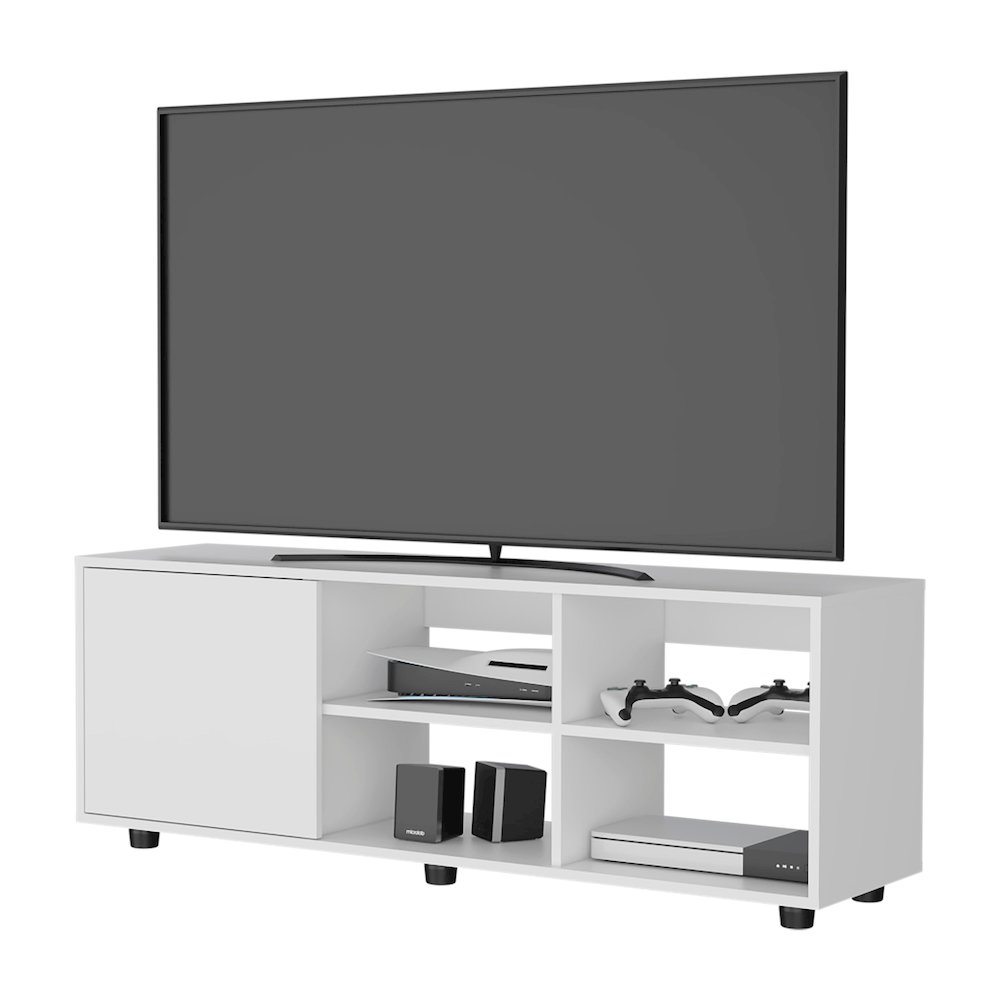 Parker TV Stand with a Door and Open Storage, White. Picture 8