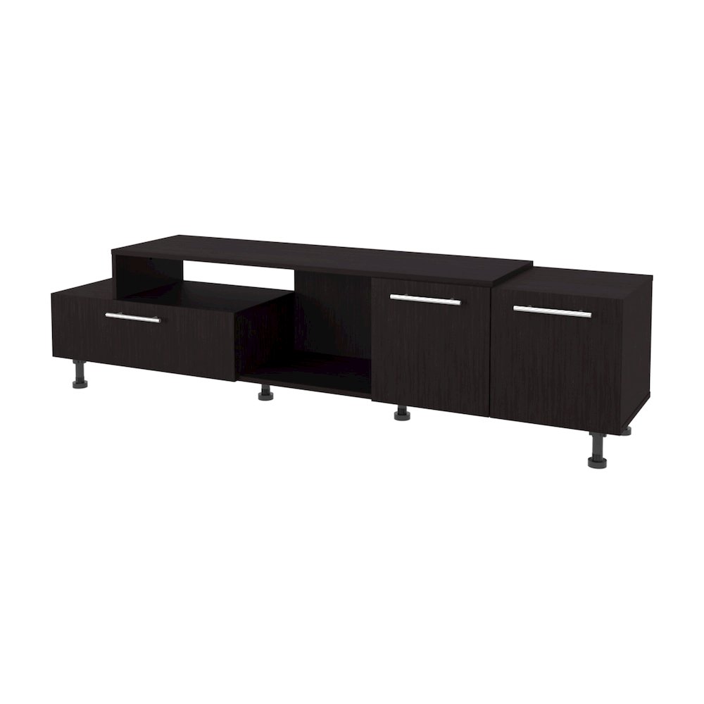 Drop-Down Door, Adjustable Legs, Open Storage, and Two Side Cabinets, Wengue. Picture 1